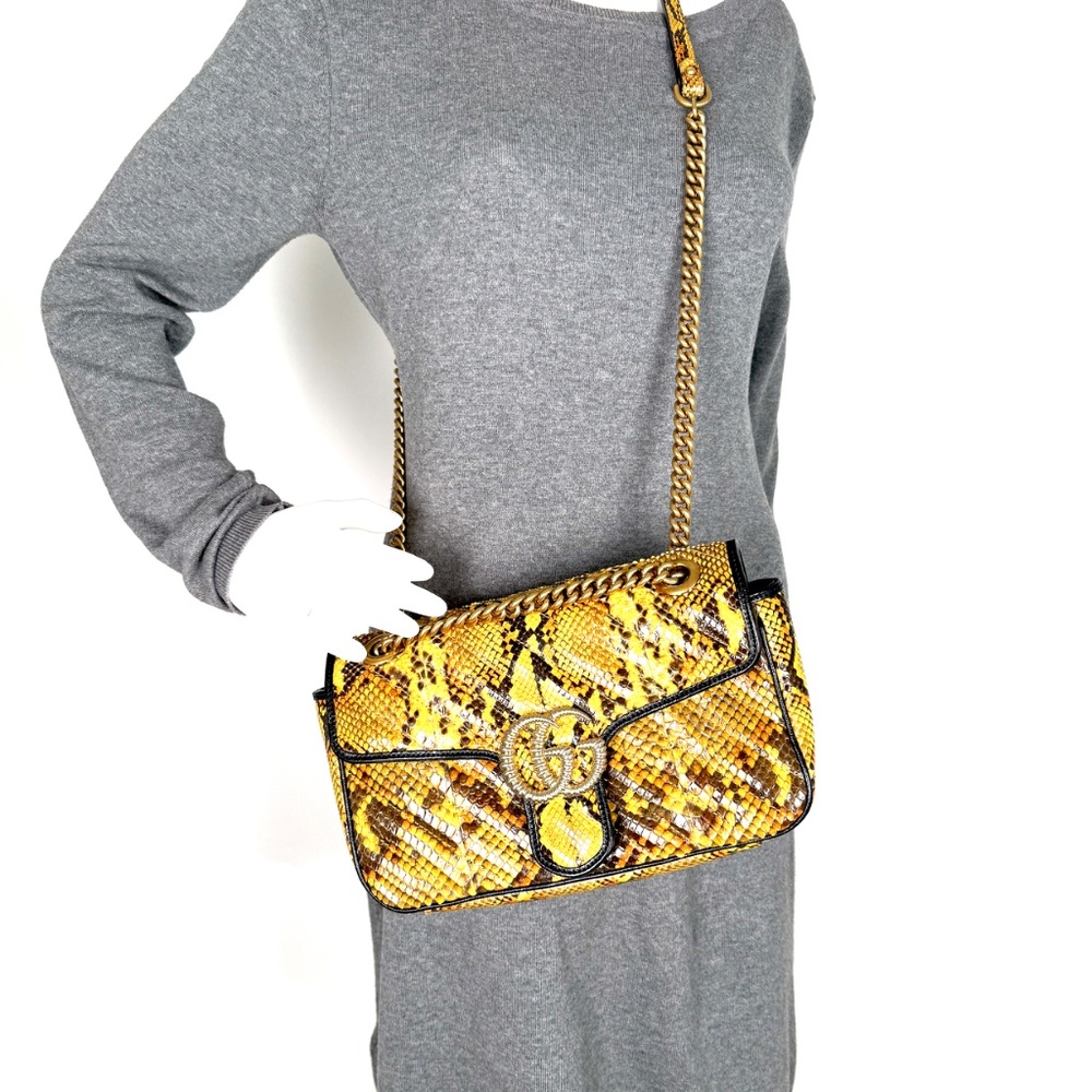 Gucci Gg Marmont Matellase Small Python Snakeskin… - image 3
